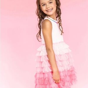 Lola + The Boys Pink Ombre Jewel Ruffle Dress size 2